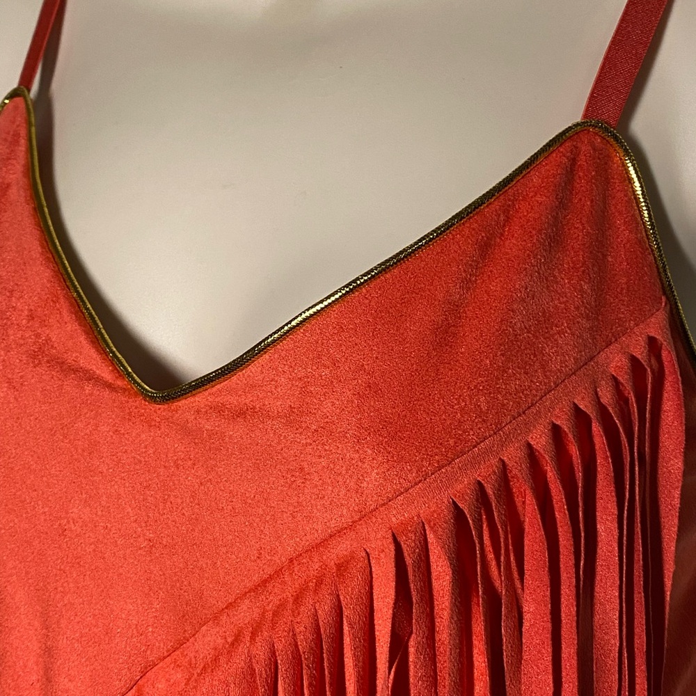 Vocal Orange Fringe with Gold Trim adjustable straps, soft feel and lightweight - Picture 2 of 10